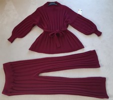 Strickanzug Dunkelrot/Pflaume