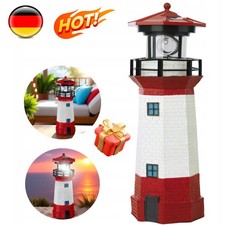 LED Leuchtturm 9*27 cm | Solarbeleuchtung Weiß Rot | Solarlampe Gartendekoration