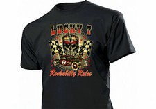 Shirt Lucky 7 Hotrod Rockabilly Rules Gambling Kustom Car V8 Flathead Hot Rod
