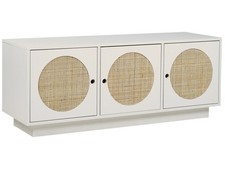Sideboard Rattan weiß / beige 3 Türen 120 x 40 x 40 cm moderne Kommode