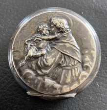 : antike runde Dose Schachtel Etui für Rosenkranz