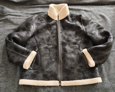 Fliegerjacke Bomberjacke Lederoptik schwarz  Kunst Fell Warm vintage Winter XL