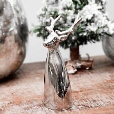 Rentierbüste, mittel, Chabby Chic | Aluminium, Silber | H 20,0 x B 5,7 cm