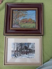 SIGNIERT UND DATIERT-2 KLEINE HANDGEMALTE BILDER