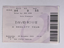 David Bowie Ticket A Reality Tour Original Wembley Stadion London November 2003