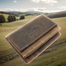 Ven Tomy echt Leder Mini Unisex Geldbörse Portemonnaie RFID NFC Schutz braun