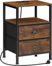 Nachttisch Beistelltisch mit 2 Stoffschubladen Nachtschrank 38 x 28 x 60 cm