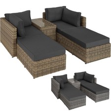 Polyrattan Sonnenliege Doppelliege Aluminium Multi Lounge Sofa Sonneninsel Set