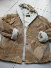 PATCHWORK LEDER WILDLEDER MANTEL 18 16 Boho Kapuze Parka warm VINTAGE HIPPY Schweinsleder