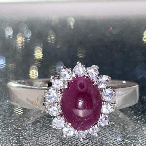 925 silber rubin halo - silber, ring+