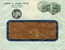 Infla-Brief, MIF-Frankatur, 20000 Mark, Berlin-Schöneberg vom 28.8.23 Fa. Lesser