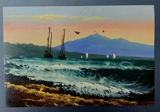 Wunderschöne handgemalte japanische Postkarte /Miniaturmalerei auf Ansichtskarte