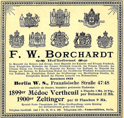 Anzeige reklame 1903 - weine, /