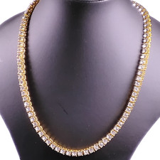 Unisex Zirkonia Halskette Collier Kristall Kette Herrenschmuck HipHop Statement