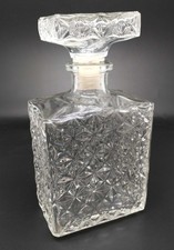 Whisky Flasche Glas Pressglas Vintage Retro 70er Bar Hausbar Waffelmuster Design