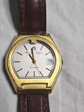 Aigner Mens Watch Gold And Leather Aus Nachlass Funktioniert Vintage