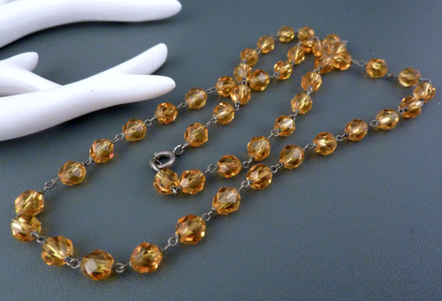 Art deco glasperlen kette gelb - art,