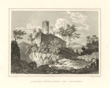 Freiburg Zähringen Original Stahlstich Foltz 1870