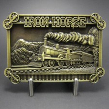 Buckle Iron Horse, Dampflok, Eisenbahn, antik Messing, Gürtelschnalle