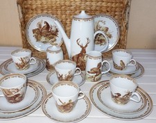 Fine China Lichte Porzellan - Jagdmotiv - Kaffeeservice 21-teilig unbenutzt