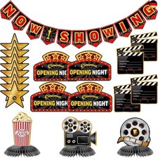 36 Stück Film Nacht Party Dekorationen Kit Jetzt Zeigt Banner Film Wabe Tisch 