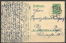 DR 1924 Ganzsachenpostk. P 156 I - 5 Pf.grün Adler, Leipzig - Plauen