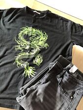 Jeans Skinny Gr.140 T-shirt Drache Gr.134/140 Set 2tlg Mädchen 