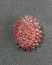 Schöne Antike Granat Medaillon  Anhänger Brosche Biedermeier Zeit wohl Böhmen