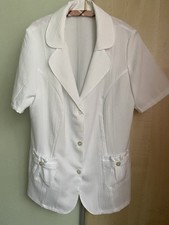 Elegante weiße Blusenjacke, Blazer Gr. 46 aufwendige Verarbeitung, sehr schick 