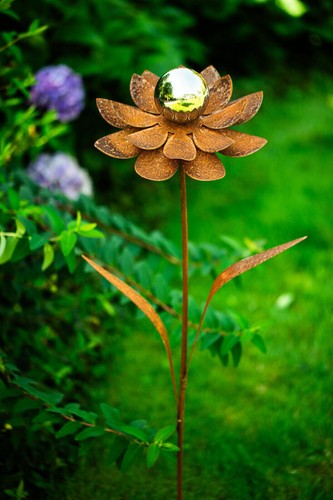 Gartenstecker rostige blume - gartenstecker,