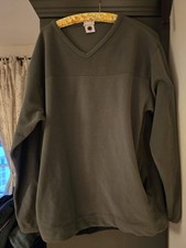 Mammut Fleece Pullover Pulli grau/grün Gr. XL V Ausschnitt