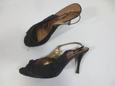 SUPER MODE Satin Abendschuhe Sandale Sandalette Slingbacks Pumps 38 schwarz  /13