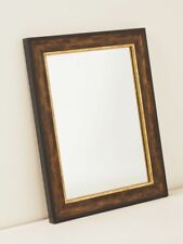 Spiegel Wandspiegel Holzrahmen Bad Flur braun gold glänzend massiv 27 x 36 cm