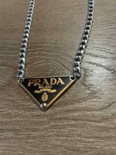Prada Milano Schwarz Silber Charm Collana Halskette Vintage