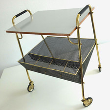 Servierwagen Zeitungsständer Lochblech Messing Mathieu Mategot Stil ILSE Möbel