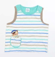 Curly Sue Jungen blau Baumwollmischung Tank Größe 2-3 Jahre