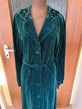 Morgenmantel Bademantel elegant Gr. 44 Dunkelgrün, lang, mit Satinkragen