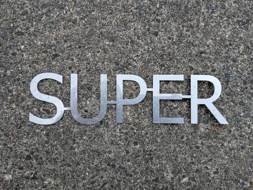 Super schriftzug edelstahl - super,