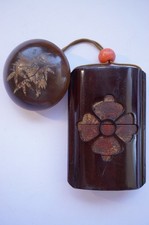 Inro 4teilig in Hülle mit