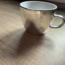 Tasse, Dekotasse, Kaffeetasse, Porzellan, gebraucht, silberfarben