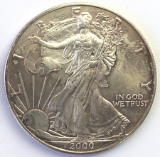 USA One Dollar American Silver Eagle 2000 1 Unze Silber 31,1g. 1oz. 0.999 Ag.