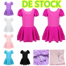 DE~Kinder Mädchen Kurzarm Ballettkleid Ballettanzug Turnanzug Eislauf Röckchen