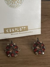 Konplott Ohrringe Bended Lights Steine Rot Gelb Orange Designer Trend Schmuck