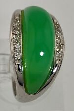 Ring Weißgold 585 mit Chrysopras Cabochon