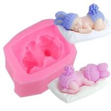 Silikon Schlafen Baby mit Kissen Bob Mütze Form Taufe Kuchen Fondant Glasur