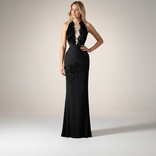 Luxus schwarz abendkleid s - schwarz,