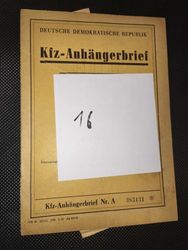 Ddr anhänger kfz brief - anhänger,