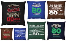 Geschenk 80.Geburtstag - Geschenkidee Kissen Sofakissen 80 Jahre - Kuschelkissen