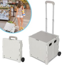 45L Einkaufstrolley Klappbar Einkaufskorb Transporttrolley mit Rollen & Deckel