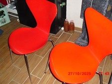2 x Fritz Hansen Serie 7 Stuhl ungepolstert Chrom ,rot